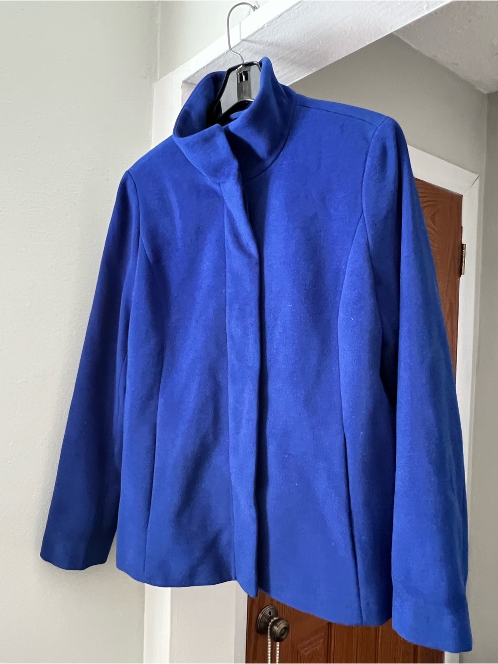 Lands' End Women's Cobalt Blue Funnel Neck Pea Coat